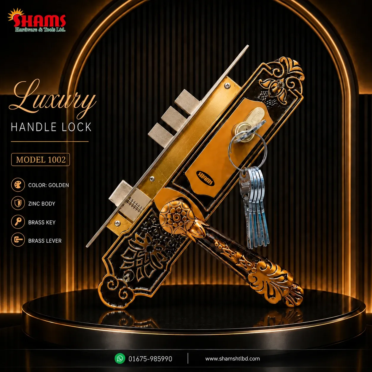 SHAMS Golden Door Handle Lock – Model 1002