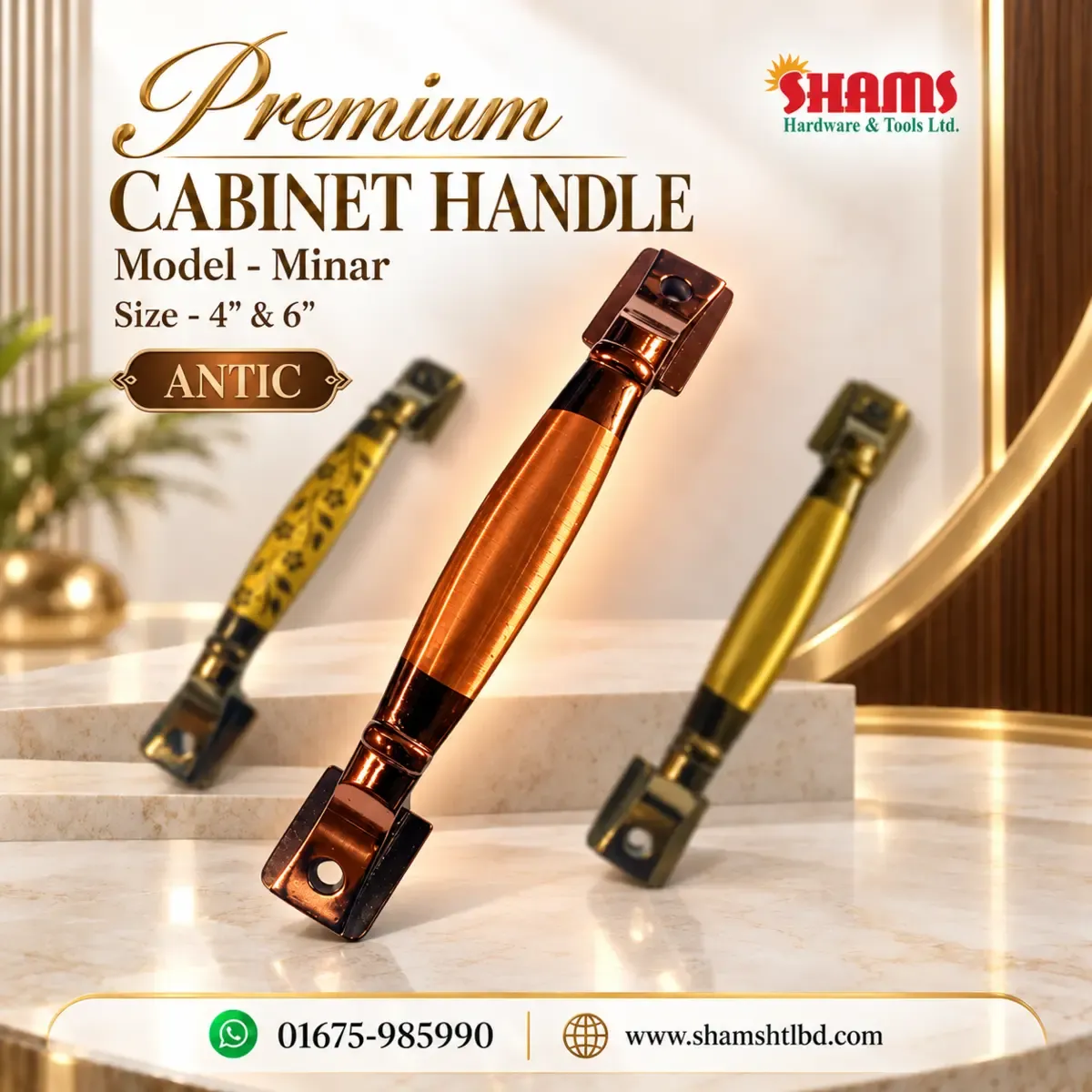 SHAMS Premium Cabinet Handle – Minar | 4″ & 6″