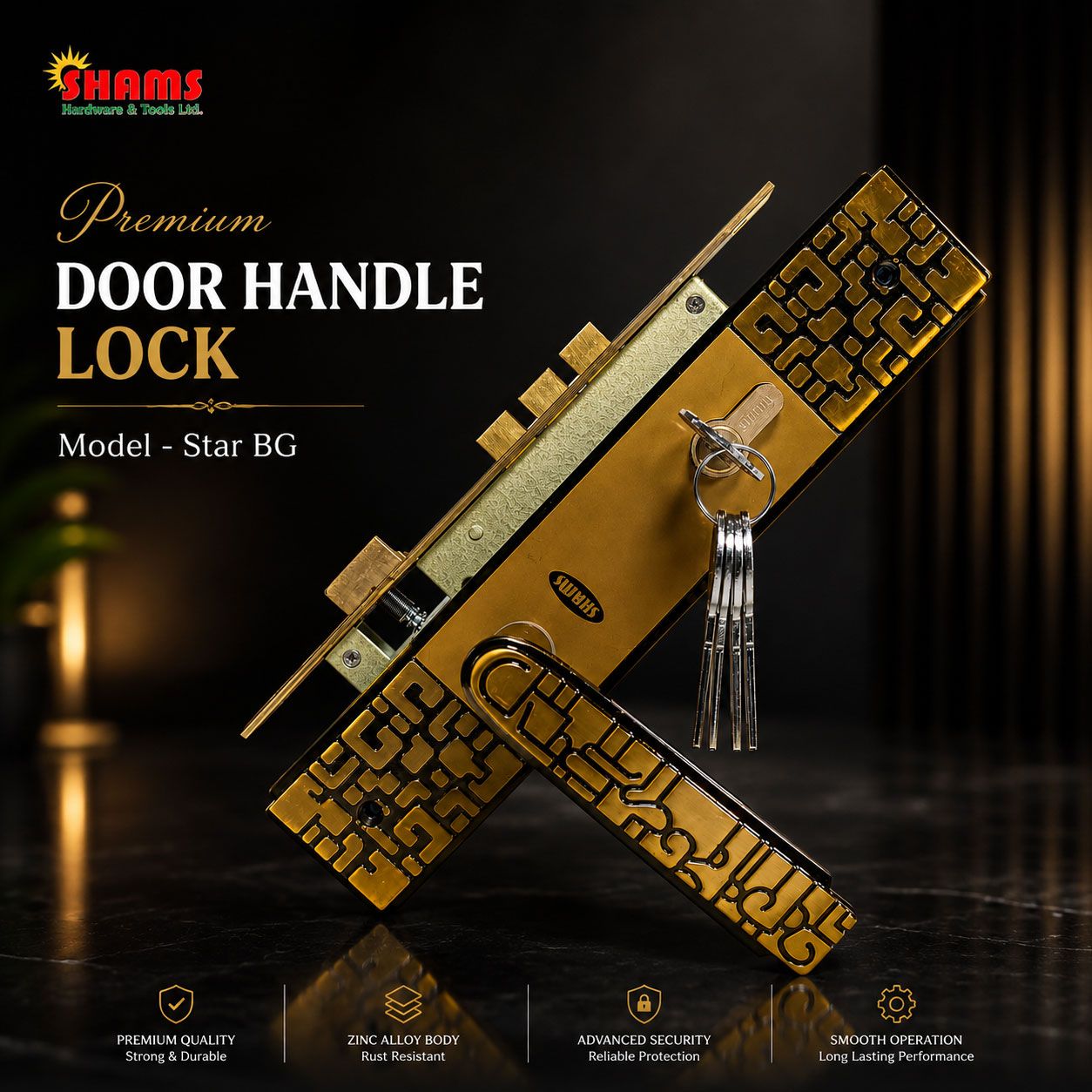 SHAMS Door Handle Lock – Star BG 10 Inch