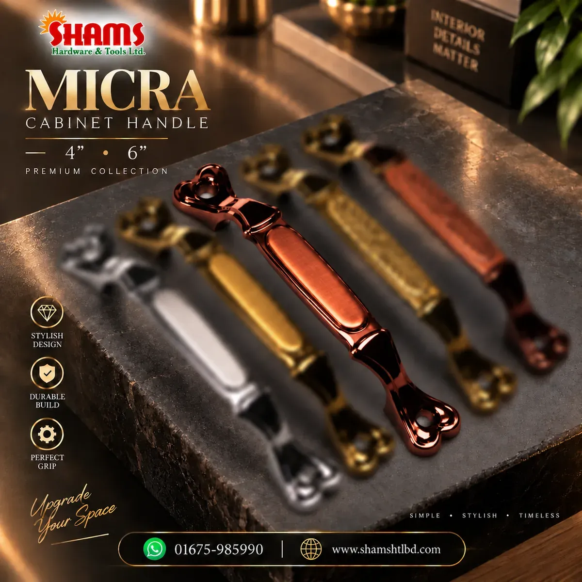 SHAMS MICRA Cabinet Handle – Size 4″ & 6″