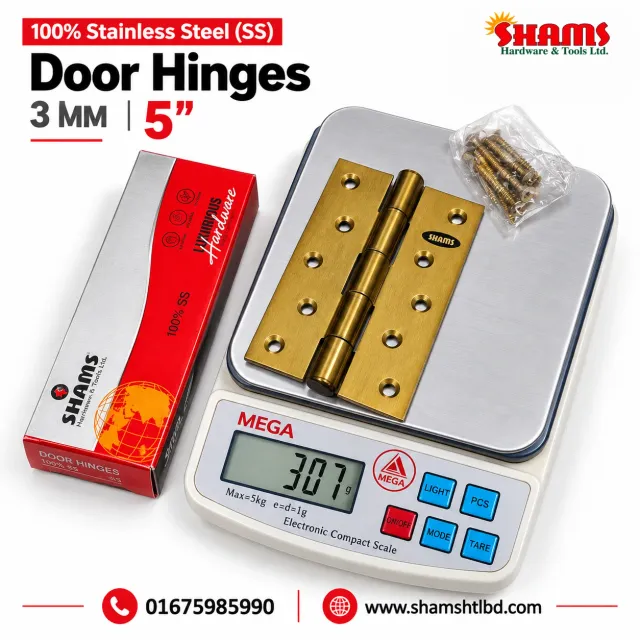 SHAMS Popular Golden Door Hinges (কব্জা) – 3MM 5 Inch